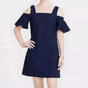 J.Crew Shift Dress Off The Shoulder Basket Weave Solid Navy Women's Dress Size S